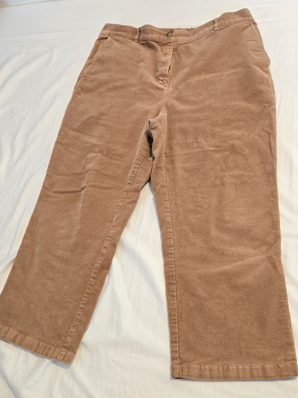 LL Bean Classic Fit Tan Corduroy Pants Womens - Size 16 InSeam 25"
